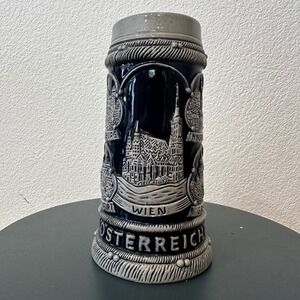 Vintage Osterreich Beer Stein Mug 300 Wien Salzburg Cities Ceramic Oktoberfest‎